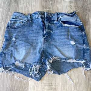EUNINA High Waisted Medium Wash Denim Shorts​